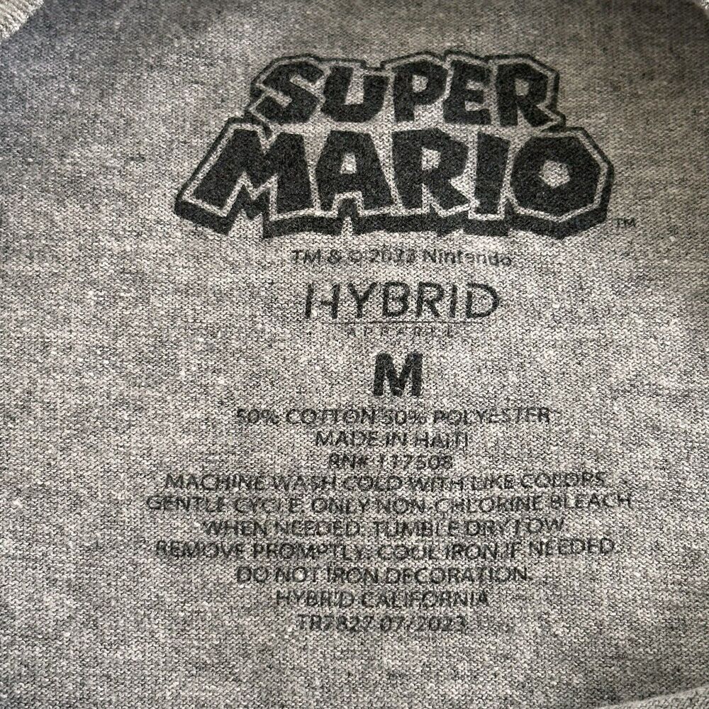 Nintendo Super Mario Kids T-Shirt Gray Size Medium Short Sleeve Crew Tee - Picture 4 of 4